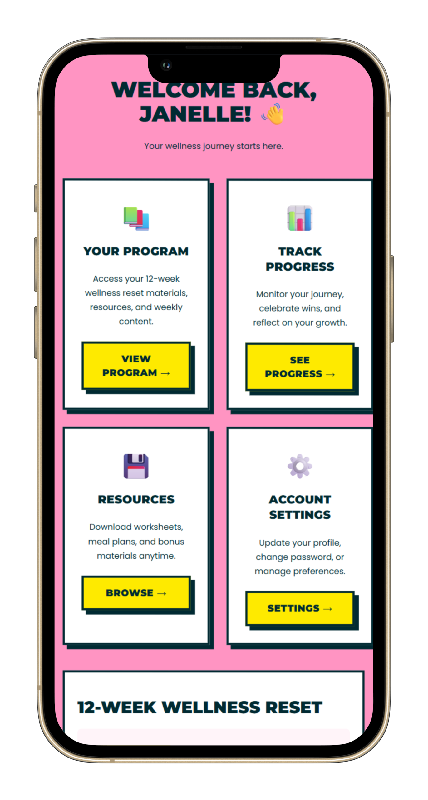 Mobile view of client portal in iPhone frame